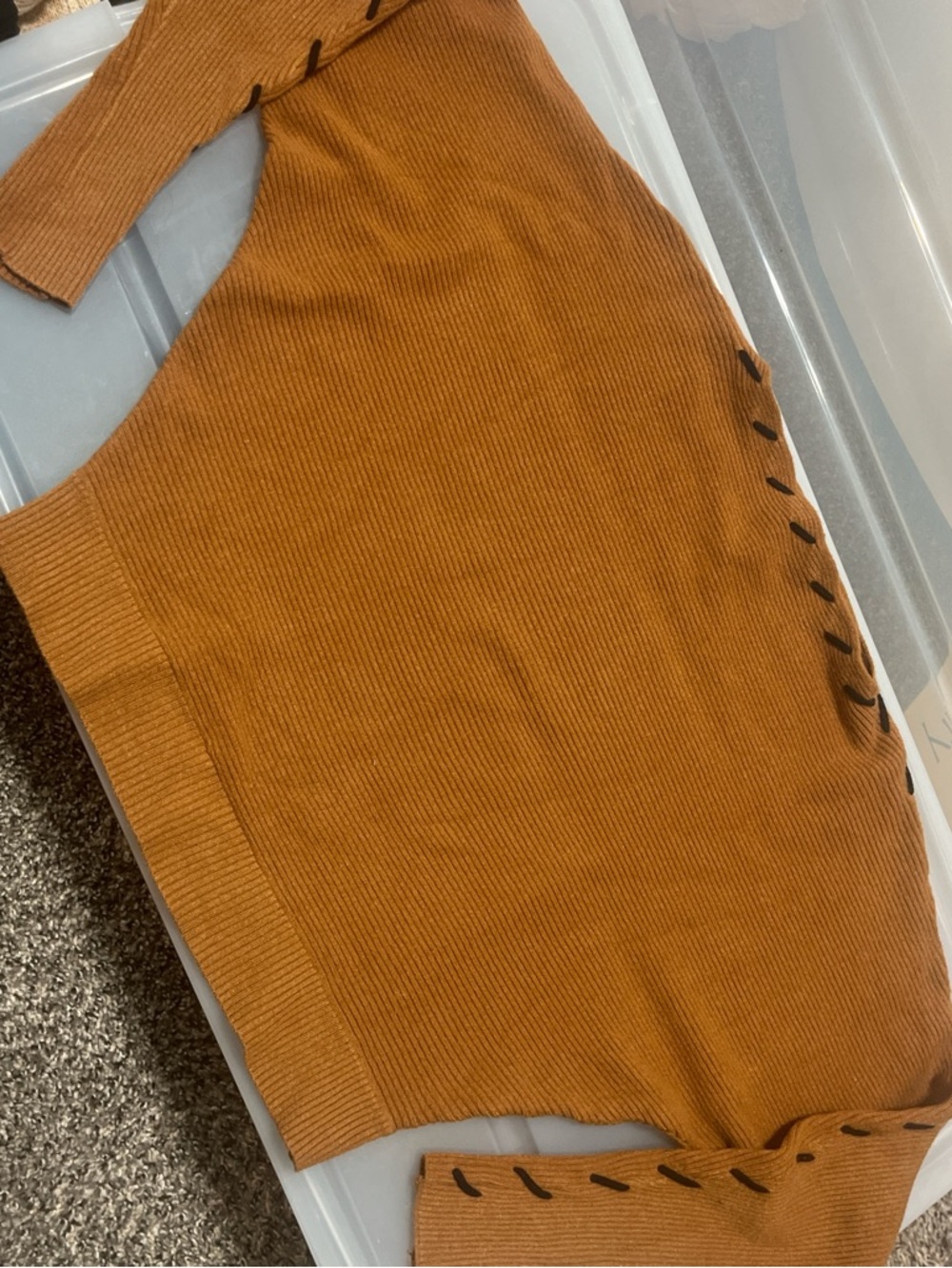 Rust Brown Ribbed Knit Top